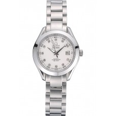 Luxury Knockoff Omega Seamaster Aqua Terra White Dial Diamond Numerals Stainless Steel Bracelet 622444