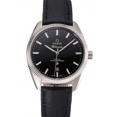 Luxury Omega Globemaster Black Dial Stainless Steel Case Black Leather Strap