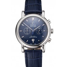 Omega Seamaster Vintage Chronograph Blue Dial Stainless Steel Case Blue Leather Strap
