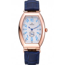 Omega Sochi Petrograd White Dial Gold Case Blue Leather Strap 622820