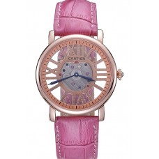 Replica Cartier Rotonde Skeleton Flying Tourbillon Pink 621964