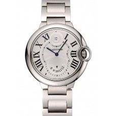 Replica Hot Swiss Cartier Ballon Bleu Two Timezone White Dial Stainless Steel Bracelet 1453879