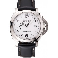 Replica Hot Swiss Panerai Luminor Marina 3 Days White Dial Stainless Steel Case Black Leather Strap