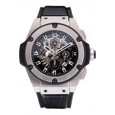 Replica Luxury Swiss Hublot Big Bang Limited Edition Formula 1 Black Skeletonised Dial Steel Case Black Leather Strap 622883