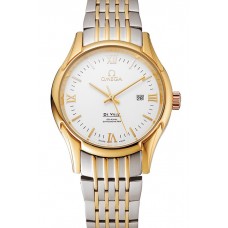 Replica Omega De Ville White Dial Gold Case Two Tone Bracelet 1453785