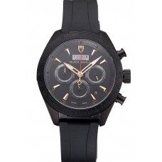 Replica Tudor Fastrider Black Shield Black Dial Gold Markings Black Case Black Rubber Strap