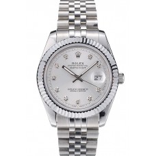 Rolex Swiss DateJust Stainless Steel Ribbed Bezel Silver Dial 41996