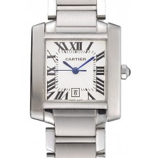 Swiss Cartier Tank Francaise Steel Case White Dial Roman Numerals Stainless Steel Bracelet 622649