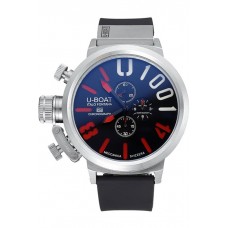 U-Boat 1001 Red On Black Dial Stainless Steel Case Rubber Bracelet 622712