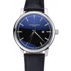 Vacheron Constantin Patrimony Contemporary Silver Case Black Dial Black Leather Strap 622306